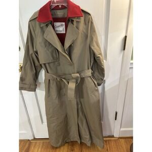 Vintage Clipper Most Trench Coat Zip Out Wool Red‎ Lining Size 12 Regular